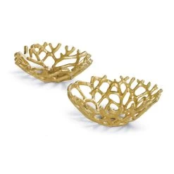 WEB BOWL SET OF 2, GOLD LEAF