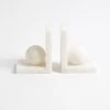 ALABASTER BALL BOOKENDS, PAIR