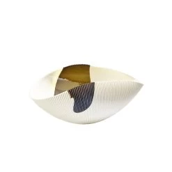 PLEATED BOWL MED, BR/IVORY
