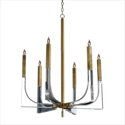 ACRYLIC &BRASS 6-LT CHANDELIER