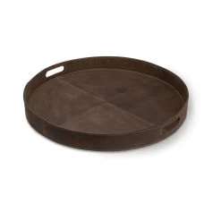 DERBY ROUND LEATHER TRAY, BRN